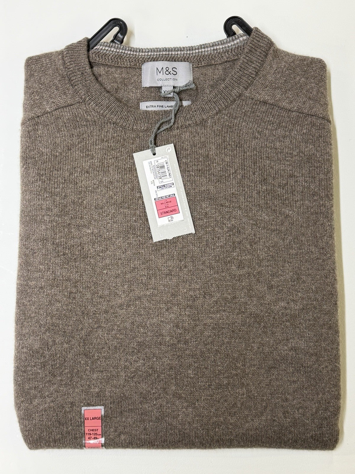 M&S Pure Lambswool Round Neck Jumper in Mocha Size XXL RRP £40