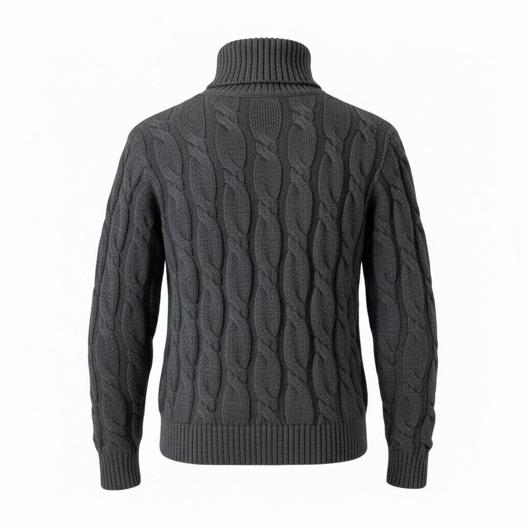 Ex M&S Chunky Grey Cable Roll Neck Jumper