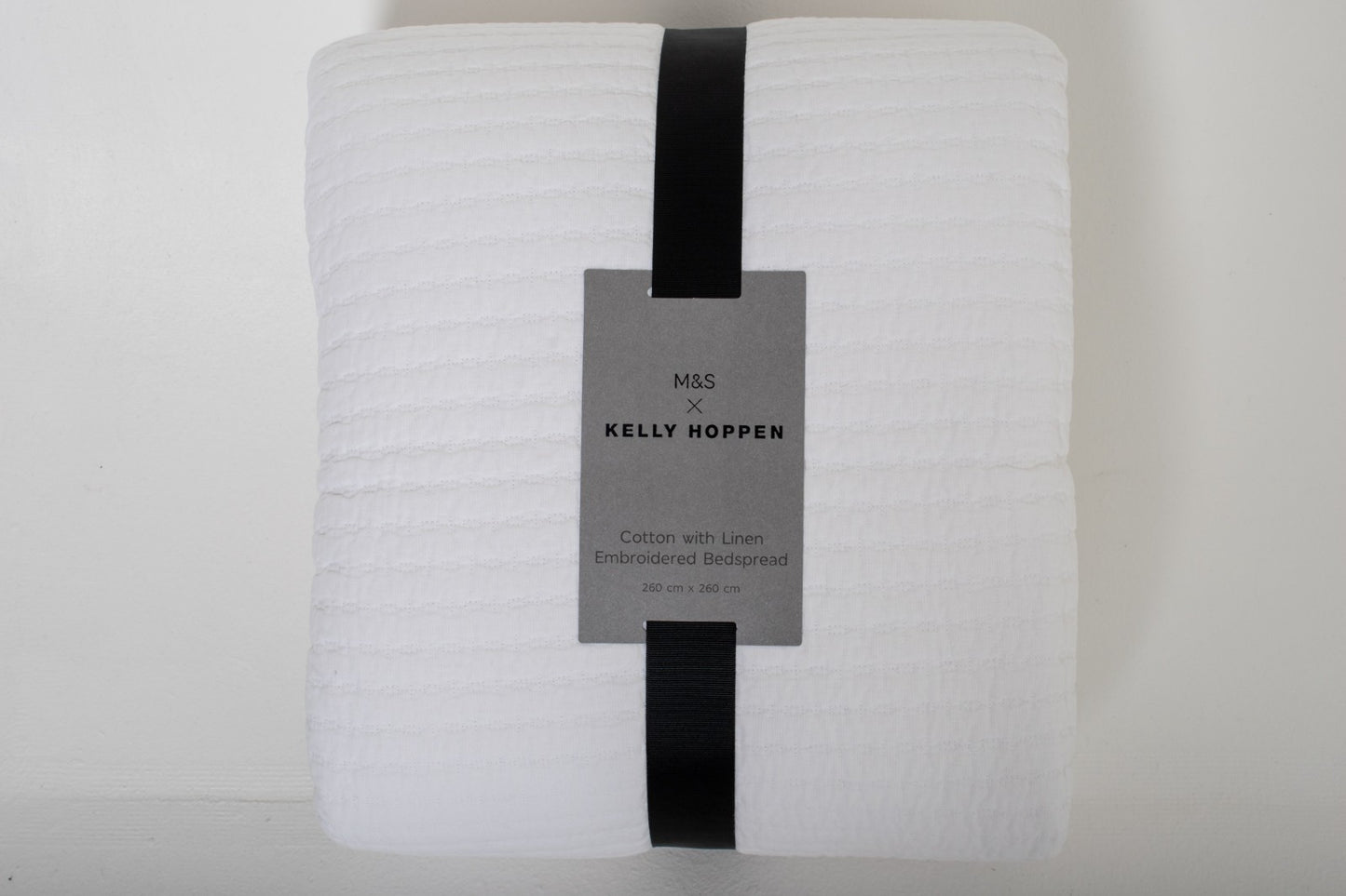 M&S X Kelly Hoppen Cotton with Linen Embroided Bedspread