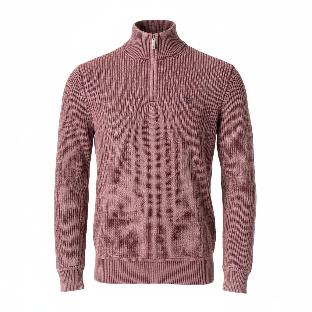 Crew Clothing Fisherman Rib Stonewash 1/4 Zip Jumper RRP £75