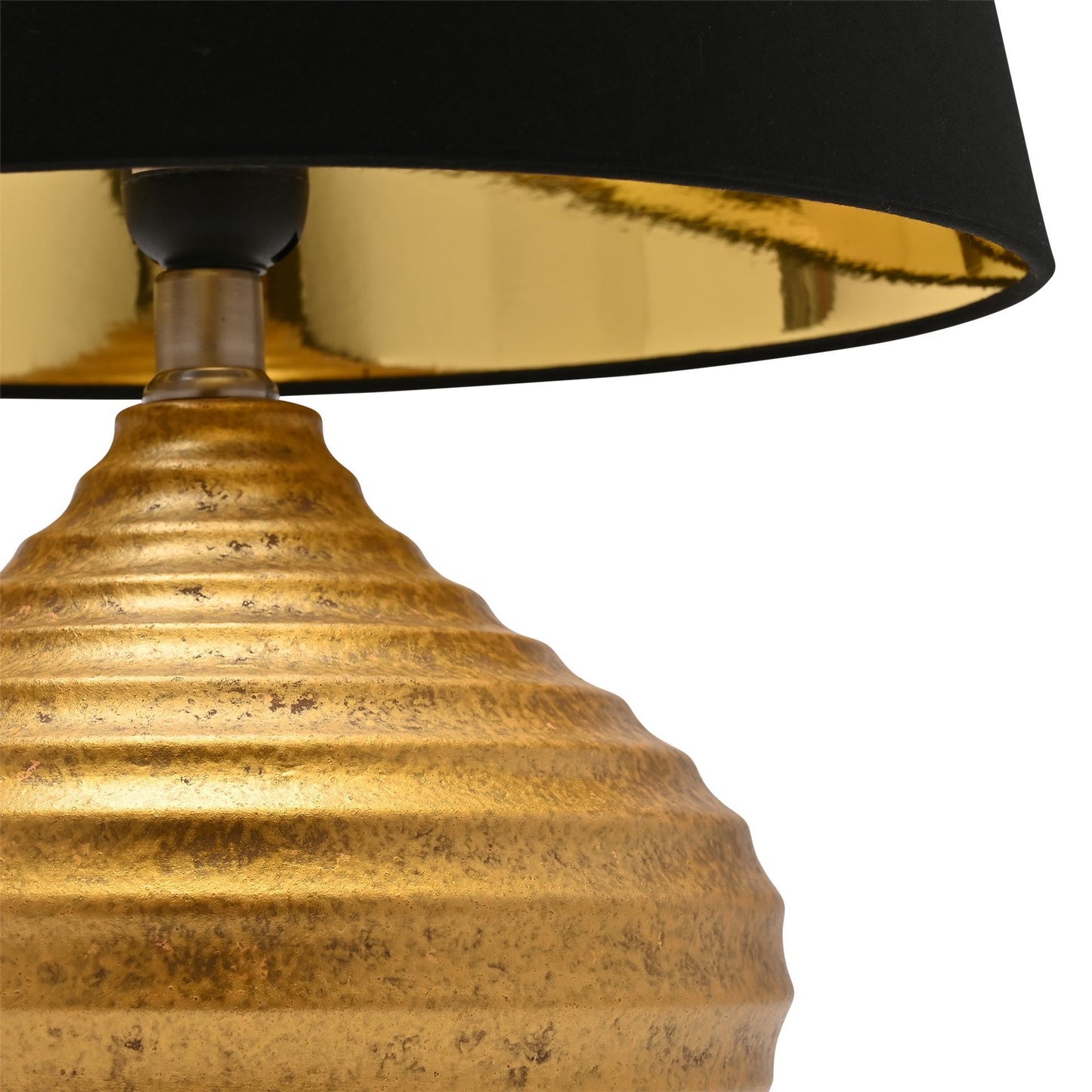 Hestia Ceramic Table Lamp Black & Gold - Rounded Base 40cm