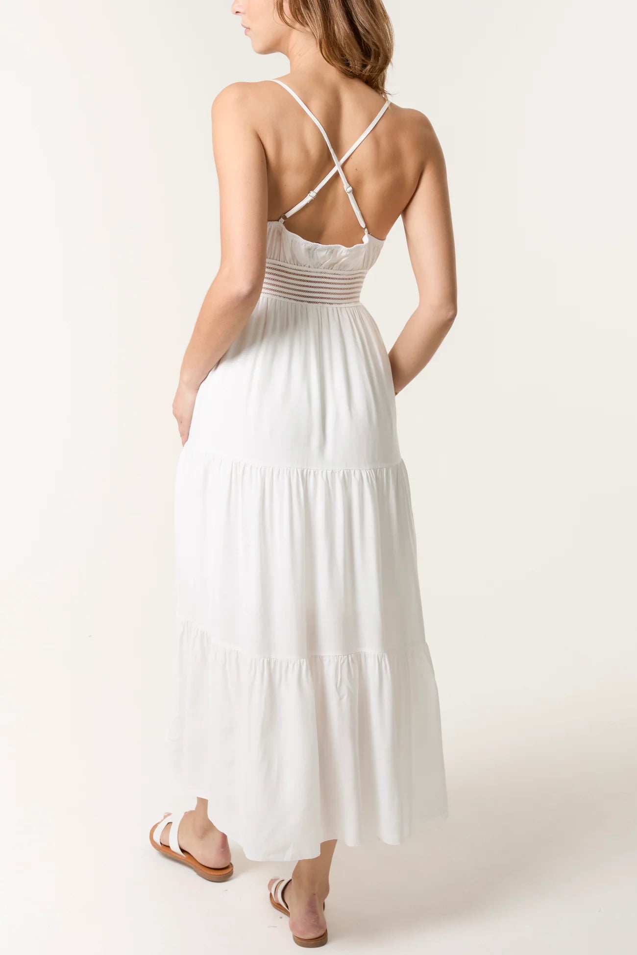 Tiered Embroidery Cami Maxi Dress