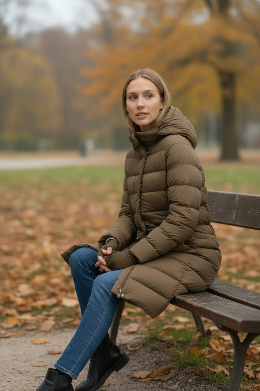 Feather & Down Hooded Duvet Coat
