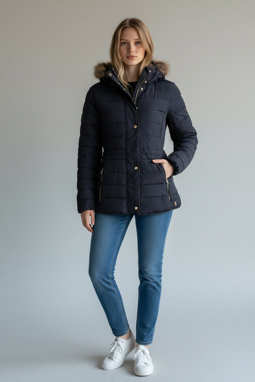 Ladies Gosway Chevron Quilted Marine Navy Jacket
