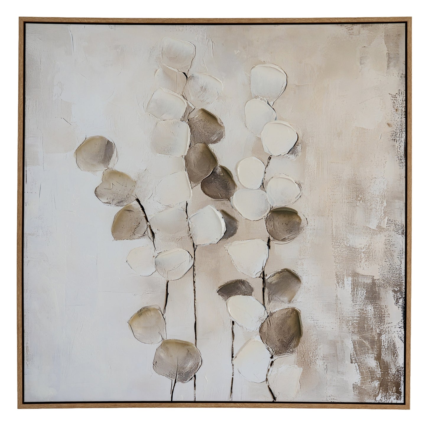 Mistora Hand-Painted Botanical Framed Canvas – 80 × 80cm