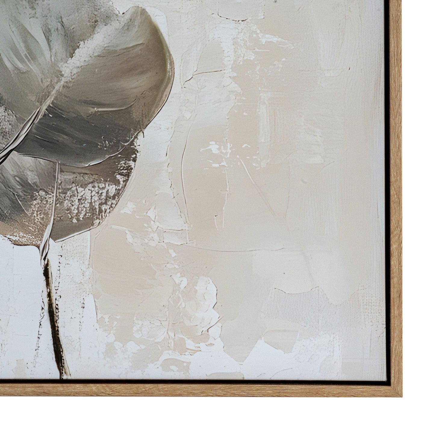Silvra Hand-Painted Floral Framed Canvas – 80 × 80cm
