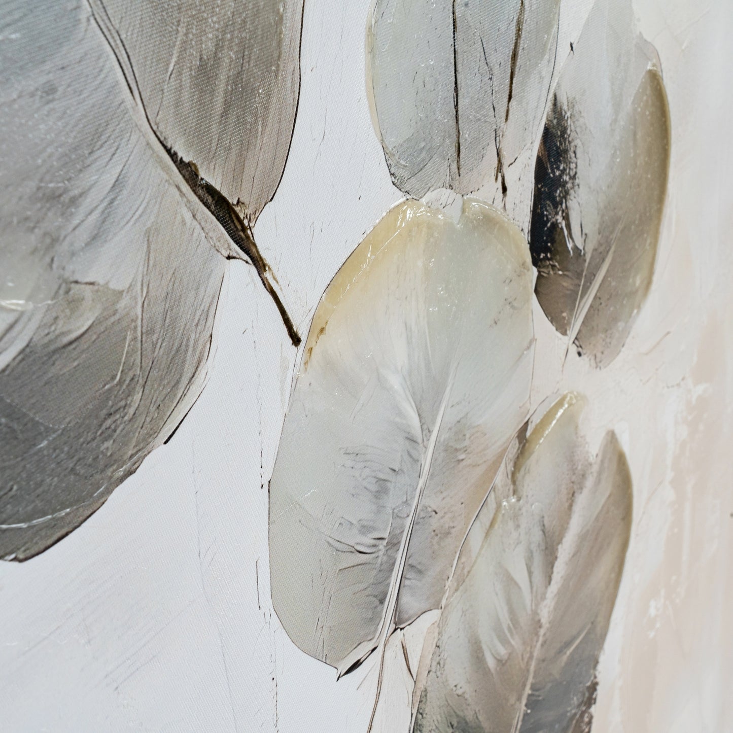 Silvra Hand-Painted Floral Framed Canvas – 80 × 80cm