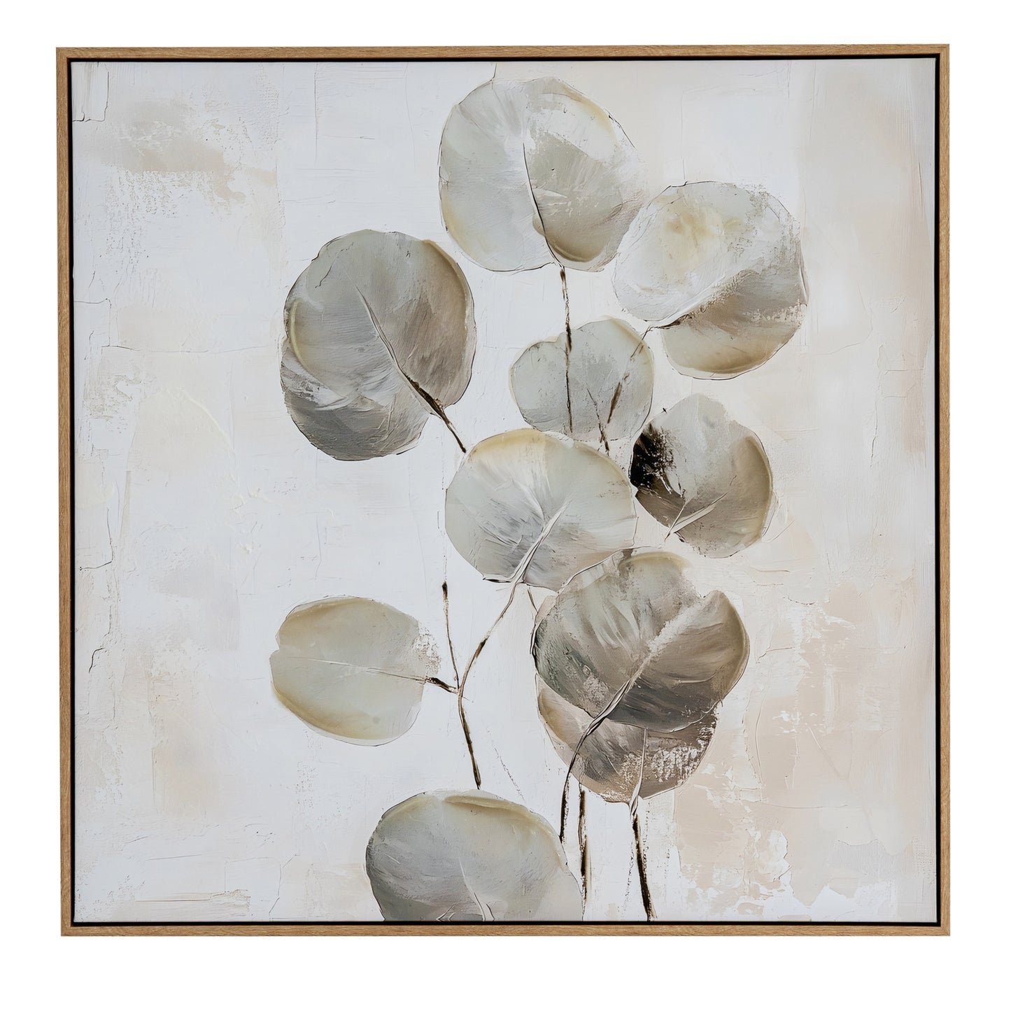 Silvra Hand-Painted Floral Framed Canvas – 80 × 80cm