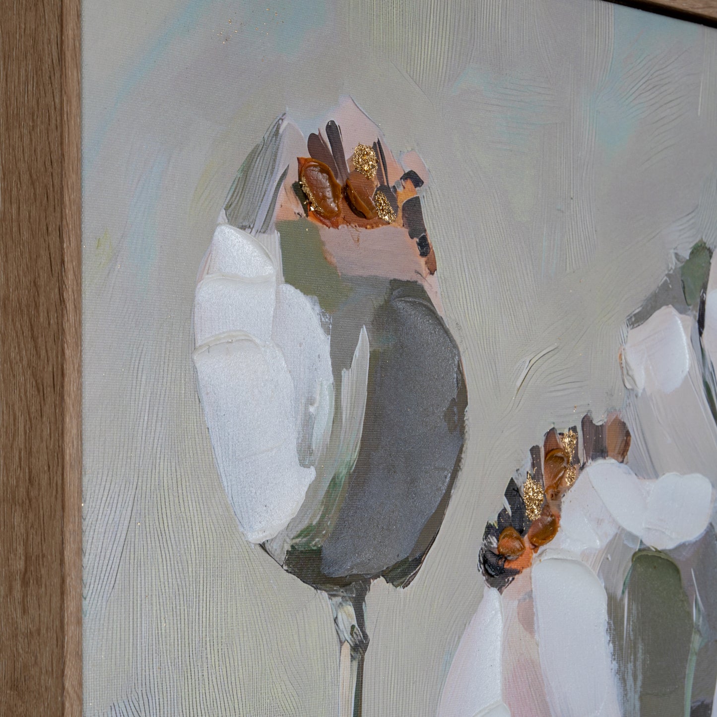 Poppy Heads Hand-Painted Framed Canvas – 120 × 80cm
