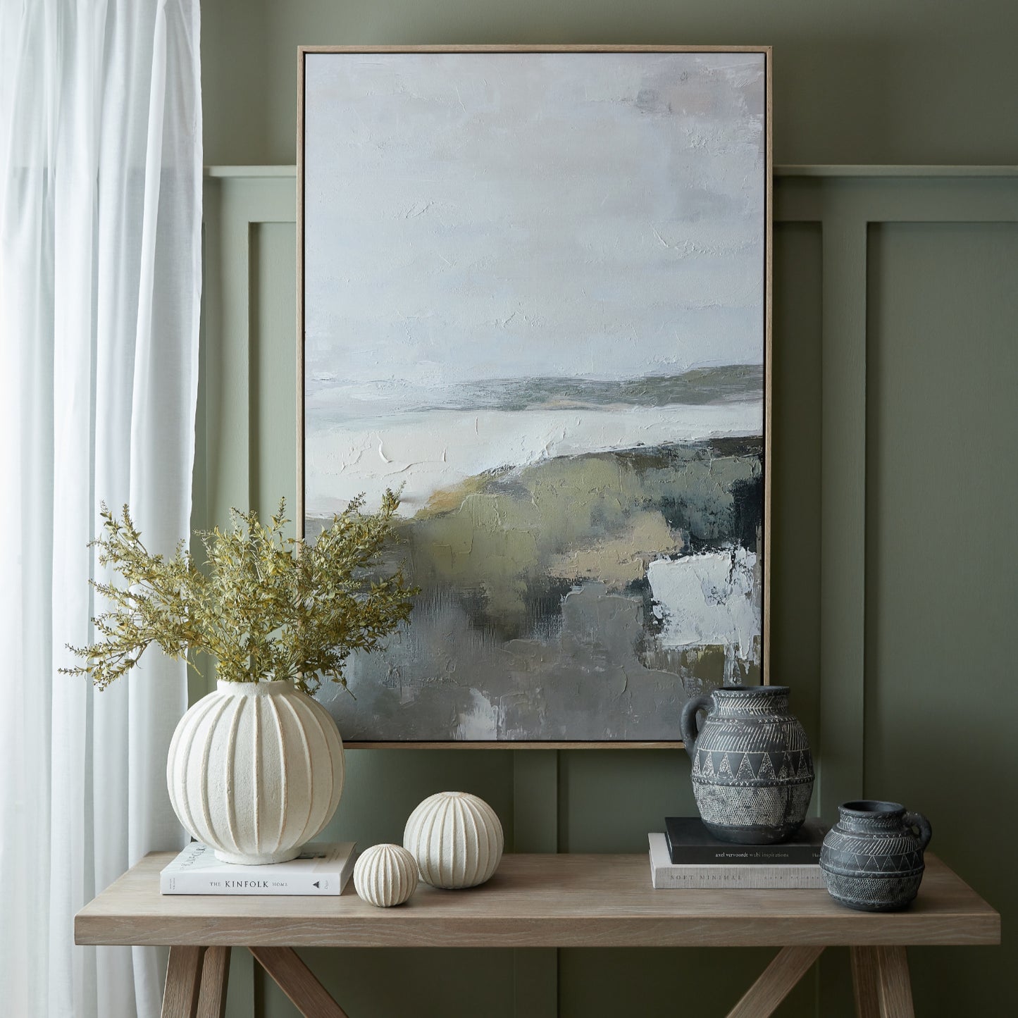Hillside View Hand-Painted Framed Canvas – 80 × 120cm