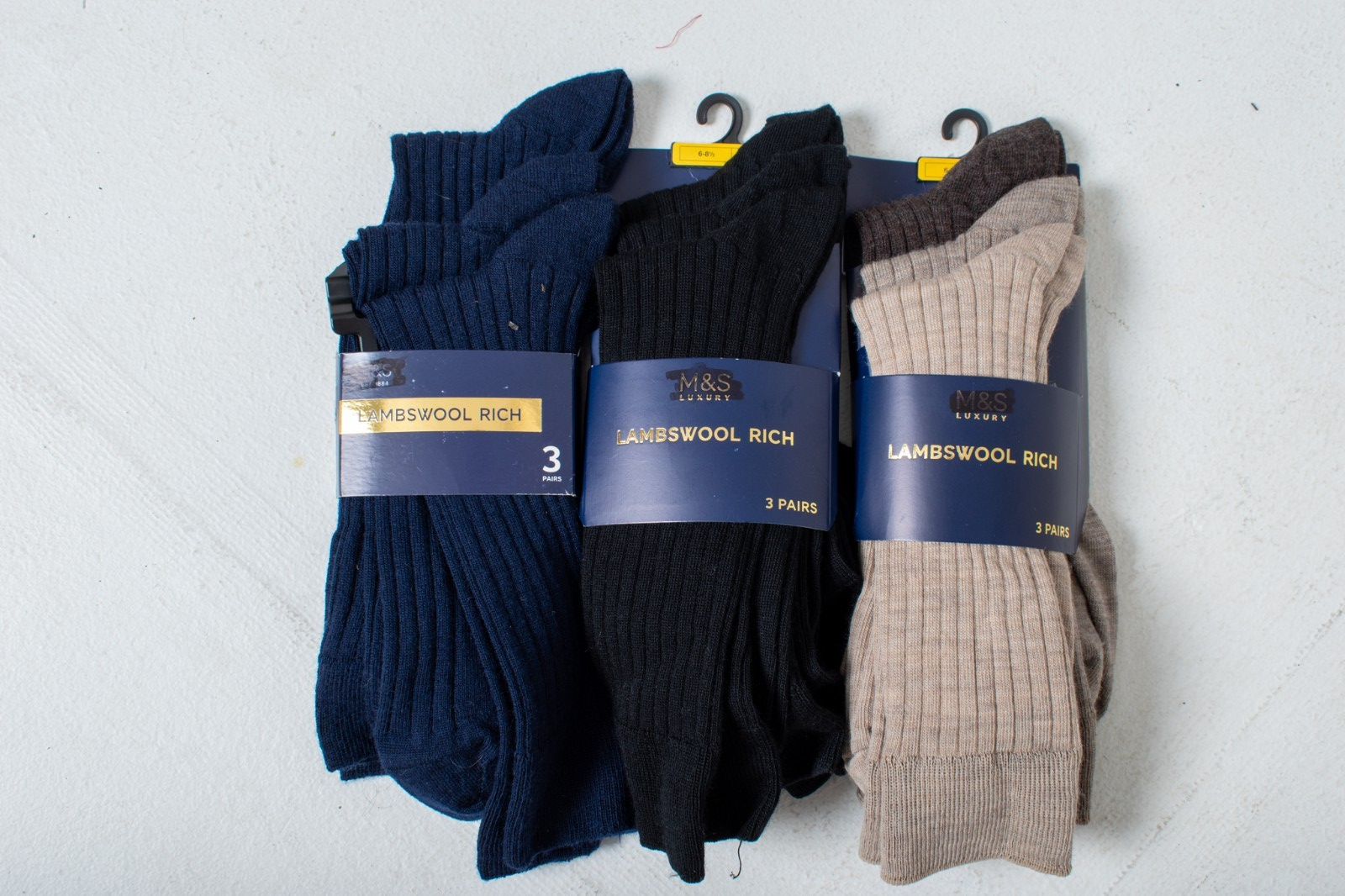M&S Luxury 3pk Lambswool Rich Socks RRP £18
