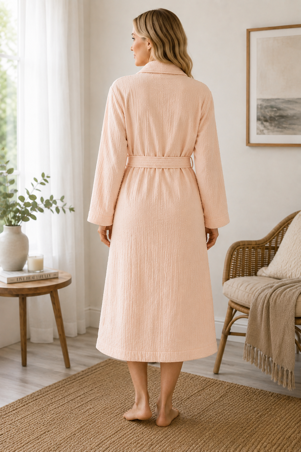 M&S Pure Cotton Muslin Dobby Dressing Gown