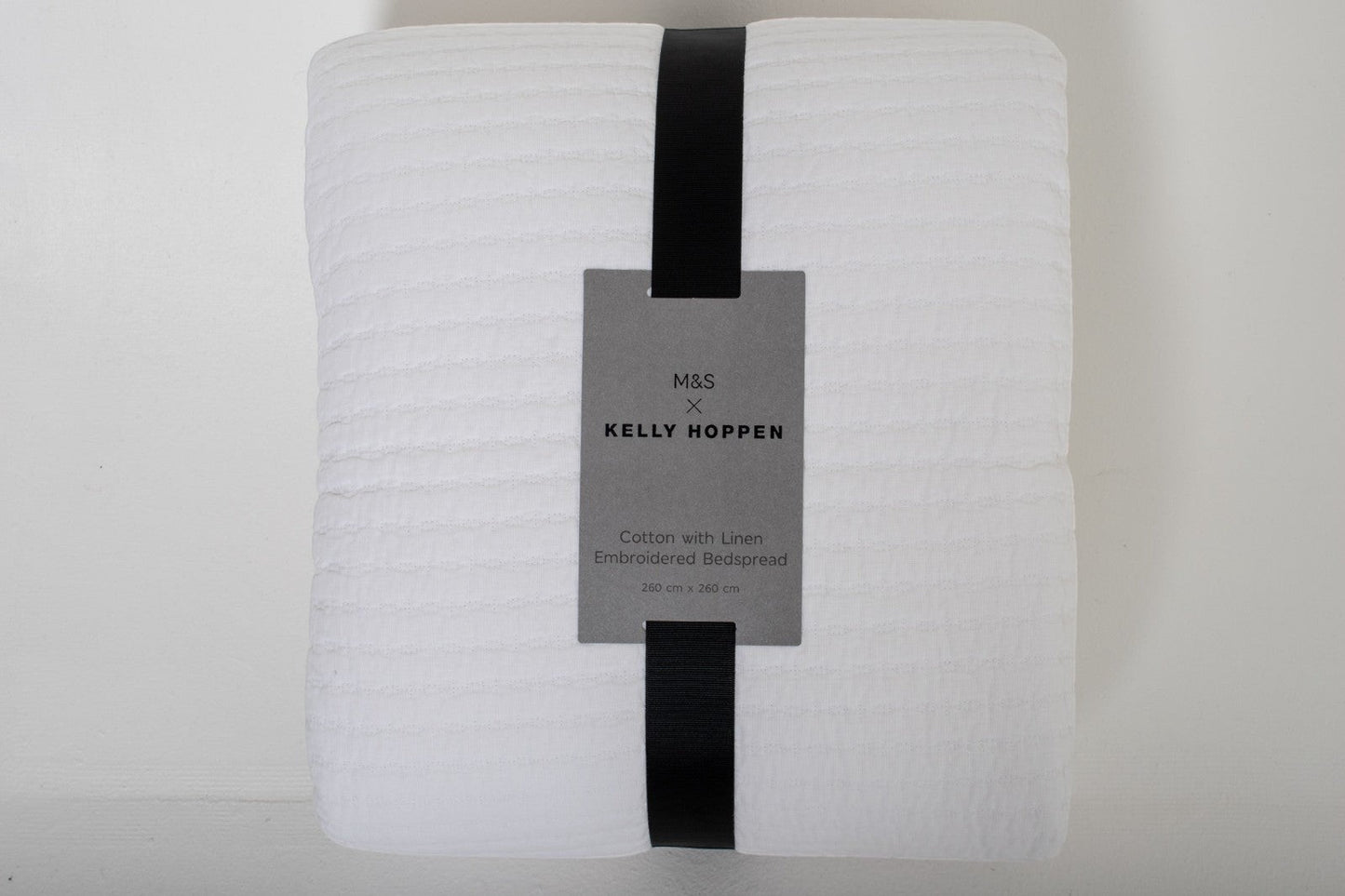 M&S X Kelly Hoppen Cotton with Linen Embroided Bedspread