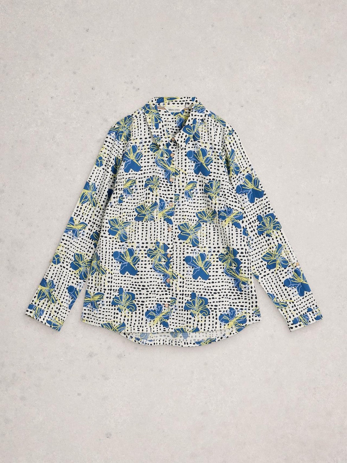 White Stuff Sophie Collared Organic Cotton Long Sleeve Shirt