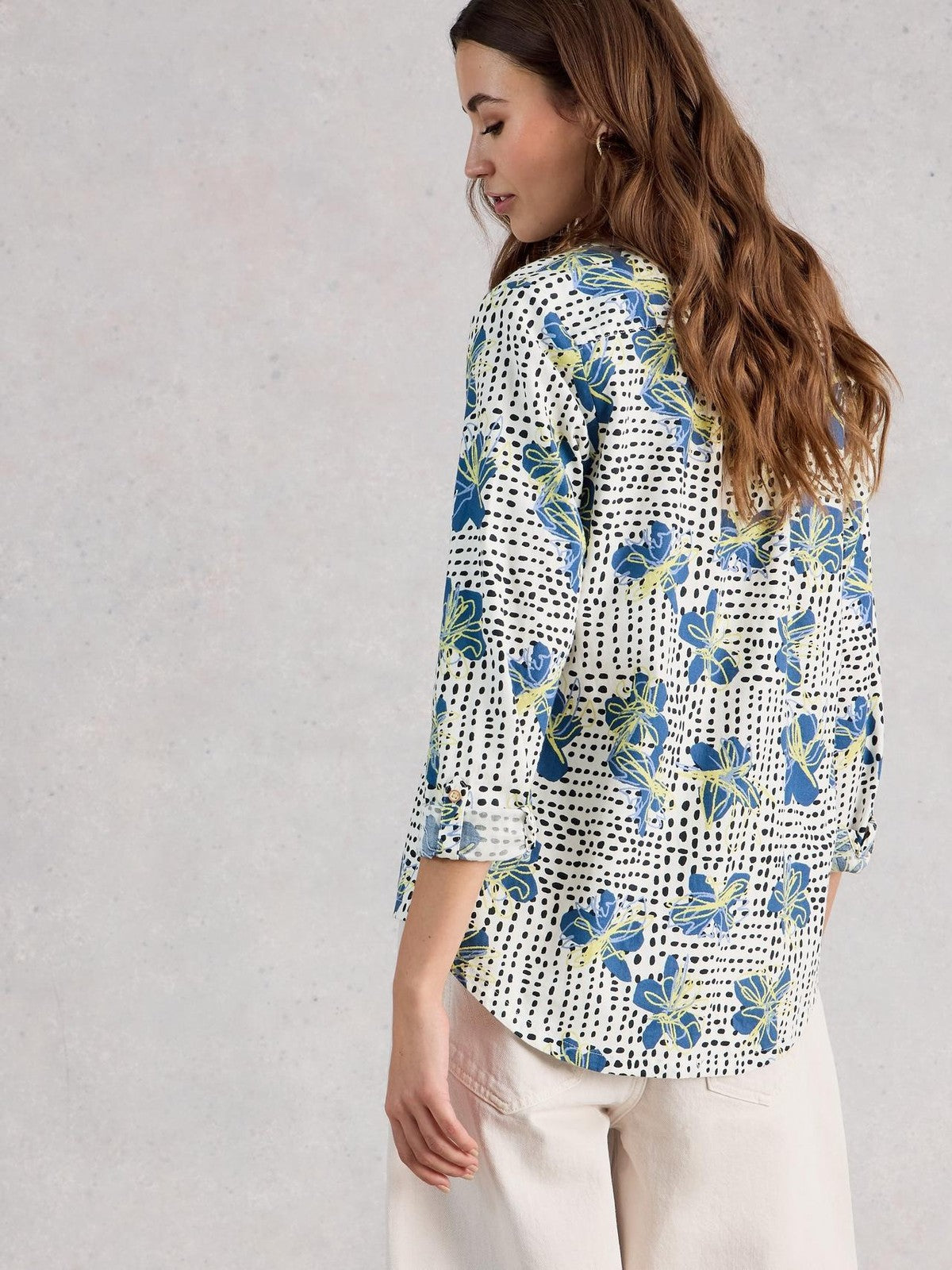 White Stuff Sophie Collared Organic Cotton Long Sleeve Shirt