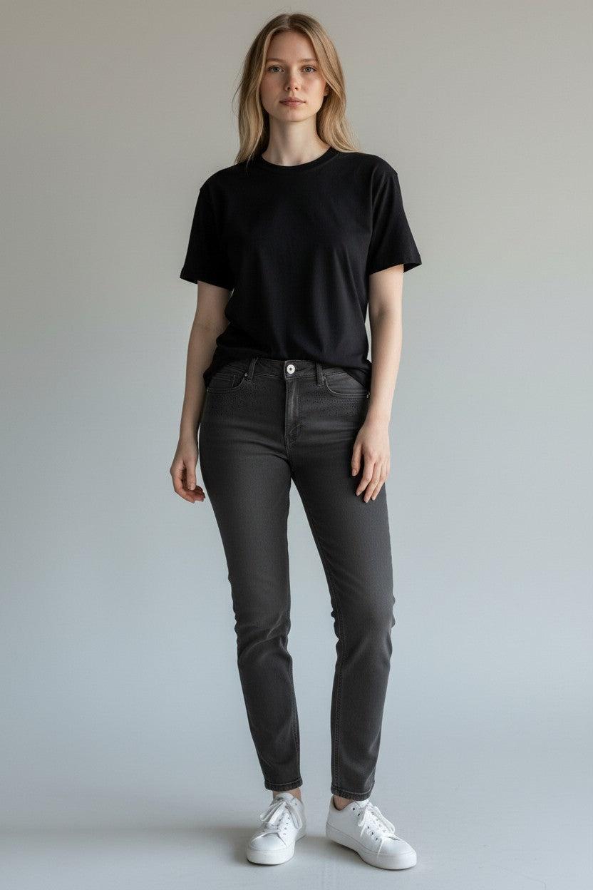 M&S Embellished Straight Leg Jeans with Stretch