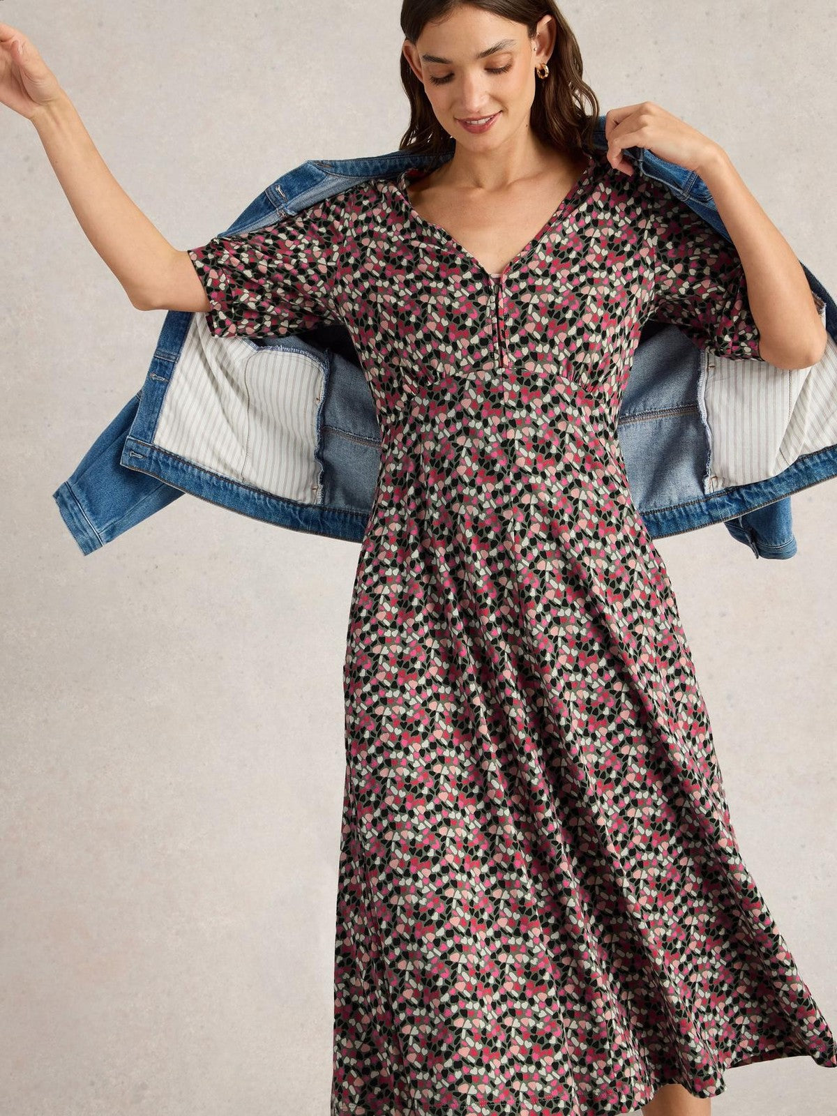 Ex White Stuff Megan Midi Dress Jersey