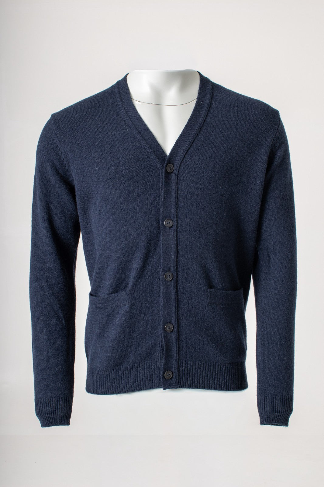 M&S Pure Lambswool Navy Blue V-Neck Cardigan RRP £40