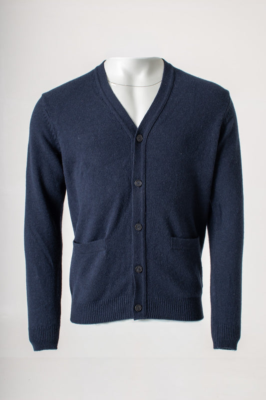 M&S Pure Lambswool Navy Blue V-Neck Cardigan RRP £40