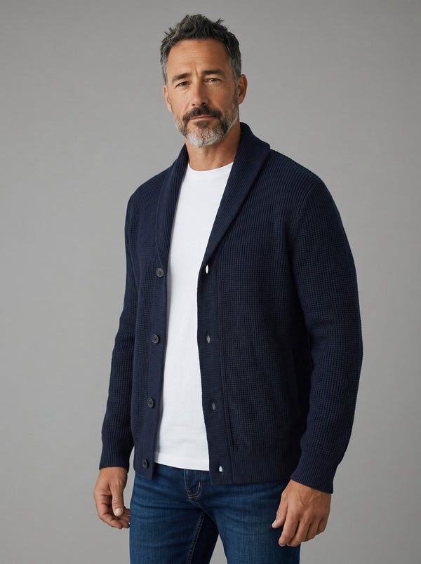 Ex M&S Air-Yarn Waffle Knit Shawl Neck Cardigan