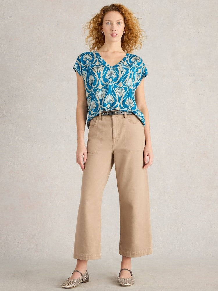 White Stuff Blue Iris Linen T-Shirt RRP £45