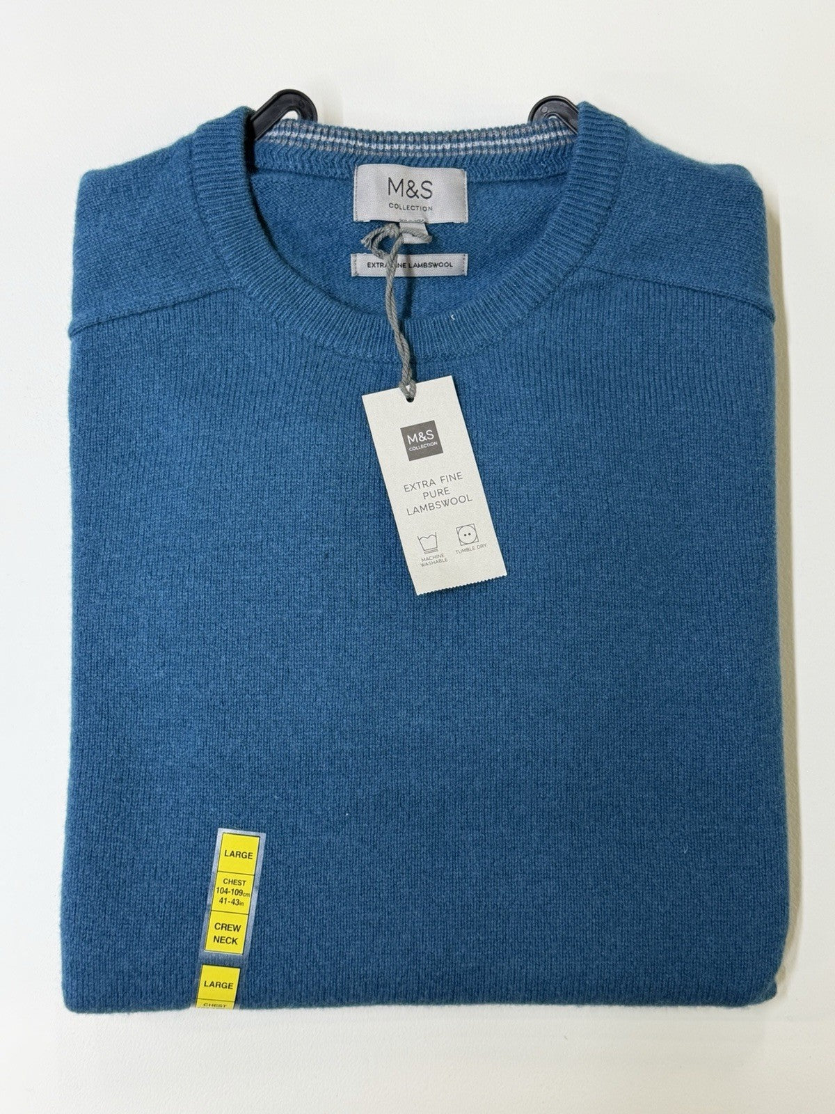 M&S Pure Lambswool Crew Neck Jumper in Petrol Size L RRP £40