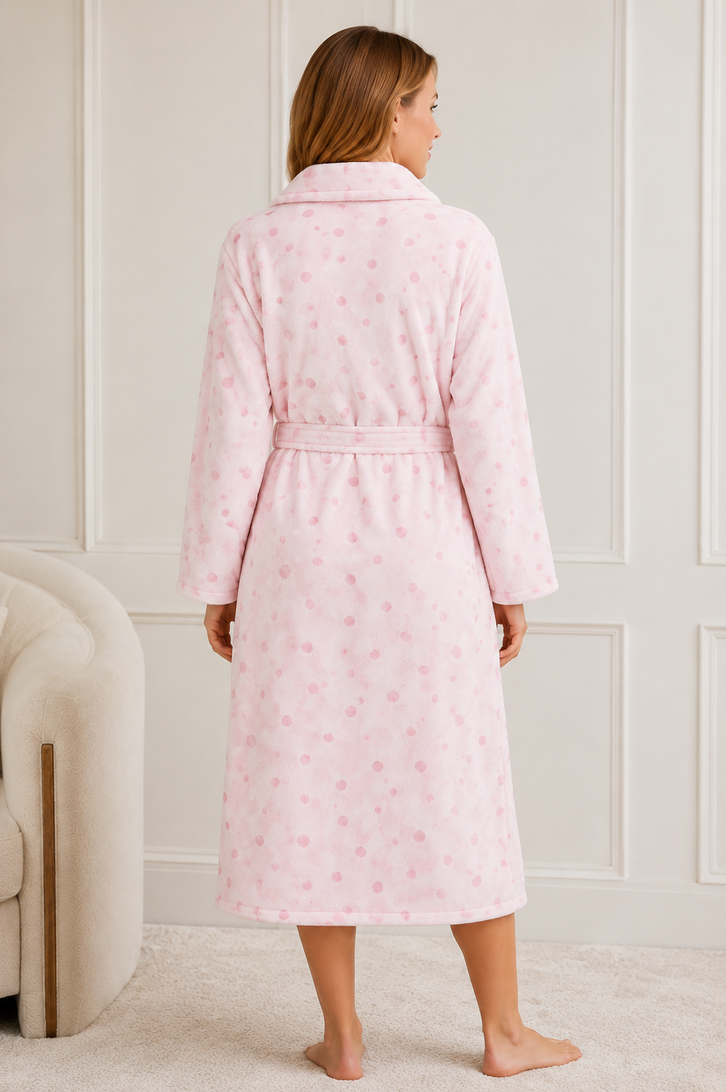 M&S Fleece Polka Dot Dressing Gown