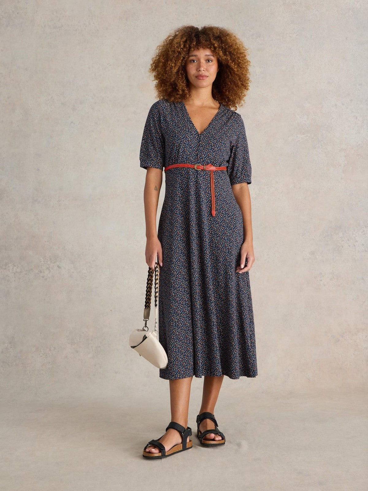 Ex White Stuff Megan Midi Dress Jersey