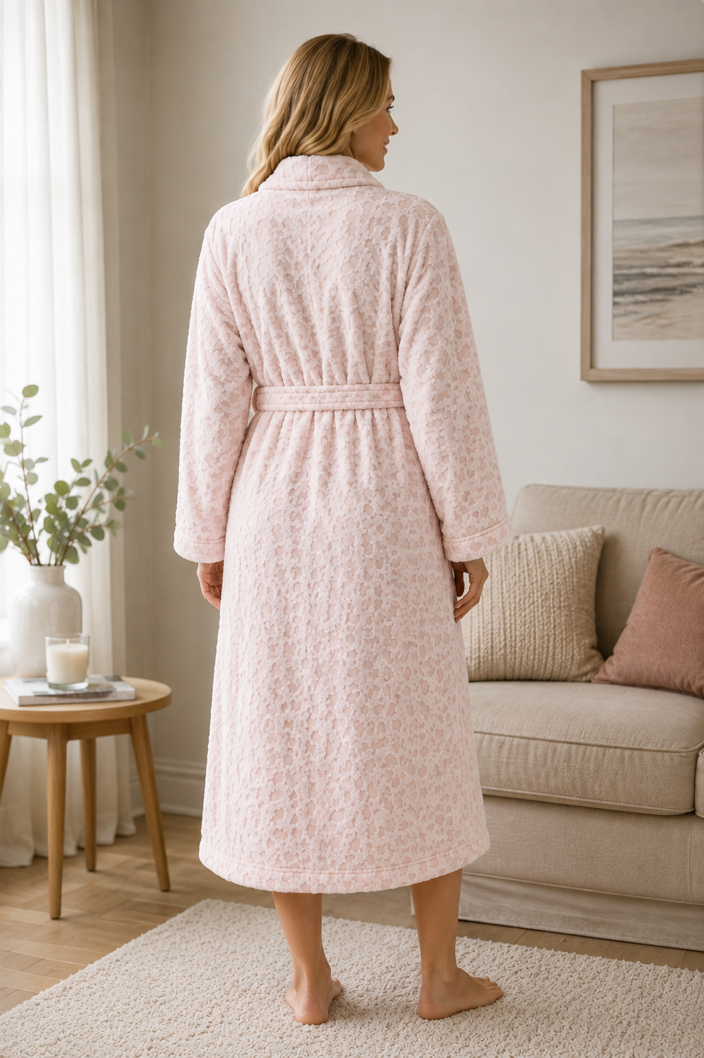 M&S Fleece Leopard Print Long Dressing Gown