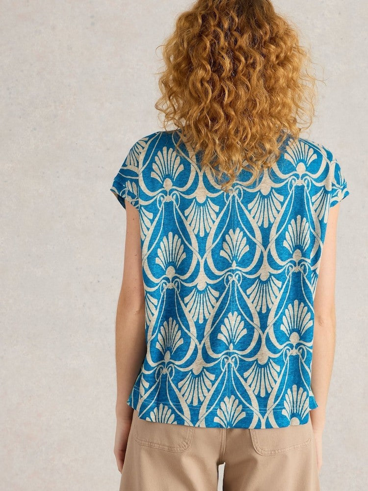 White Stuff Blue Iris Linen T-Shirt RRP £45
