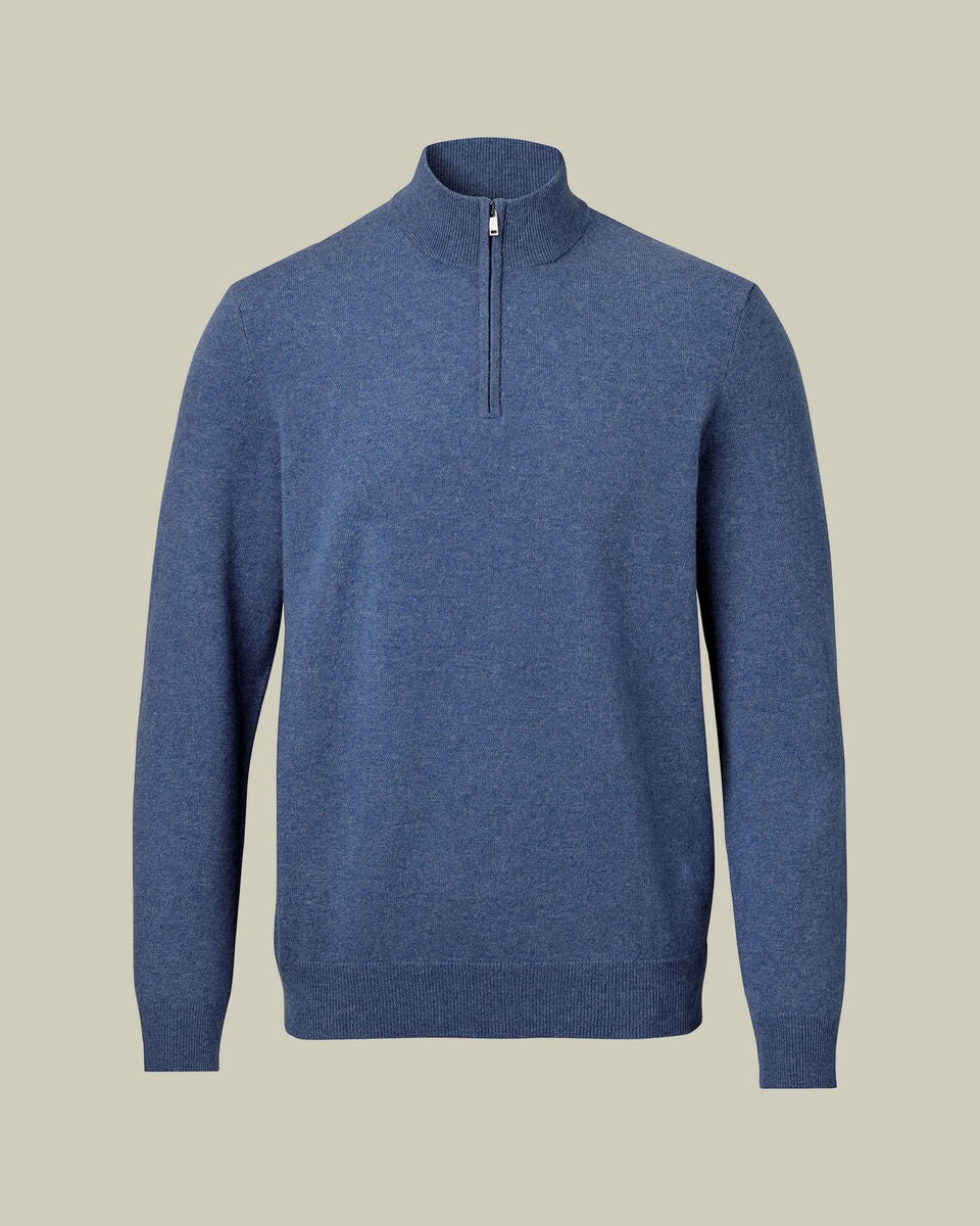 Charles Tyrwhitt Pure Cashmere Quarter Zip Jumper RRP £179