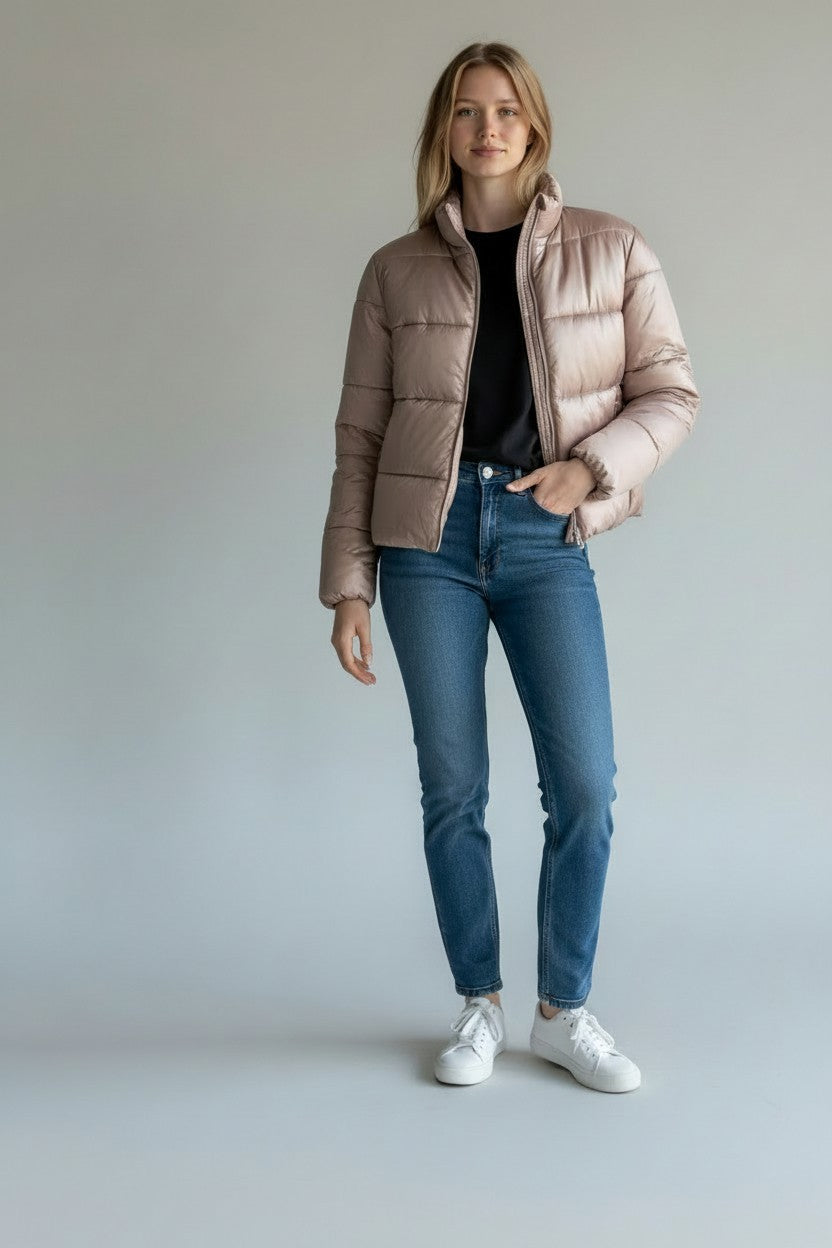 M&S Goodmove Stormwear™ Metallic Cropped Puffer Jacket