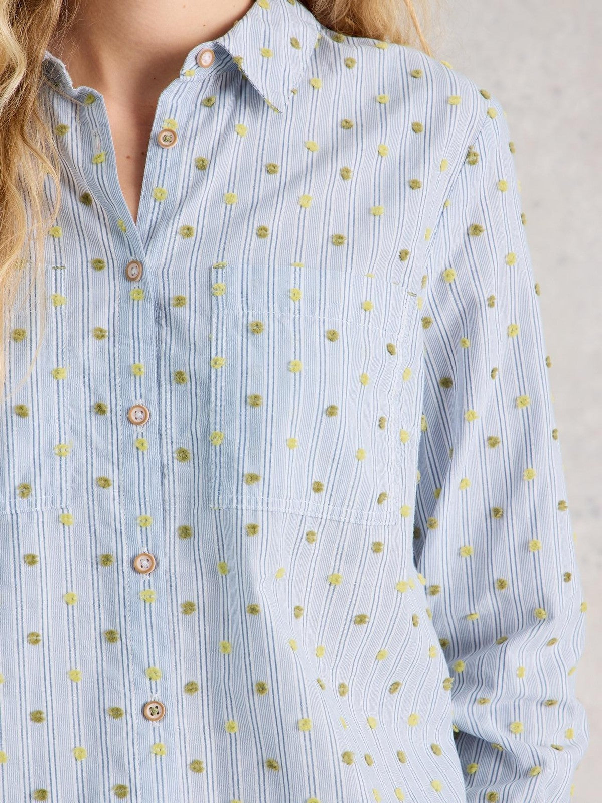 White StuffSophie Collared Organic Cotton Long Sleeve Shirt