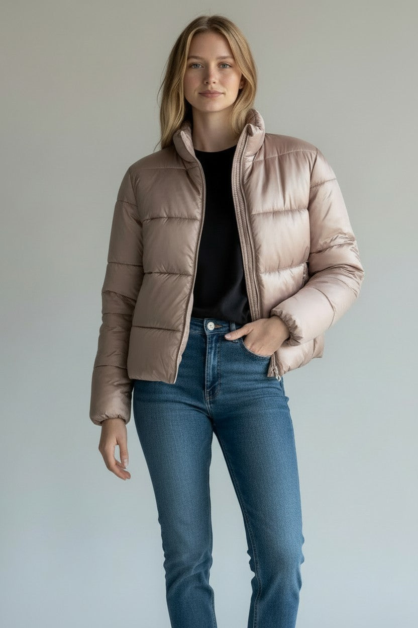 M&S Goodmove Stormwear™ Metallic Cropped Puffer Jacket