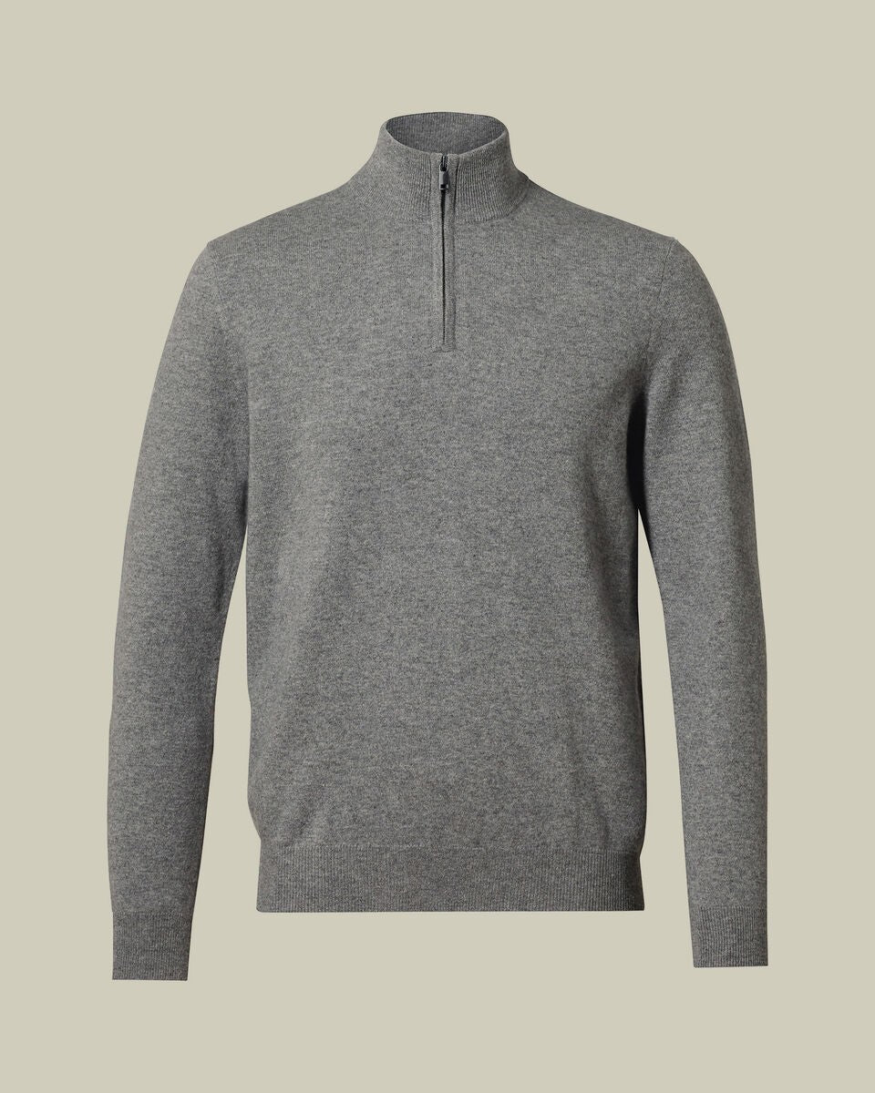 Charles Tyrwhitt Pure Cashmere Quarter Zip Jumper RRP £179
