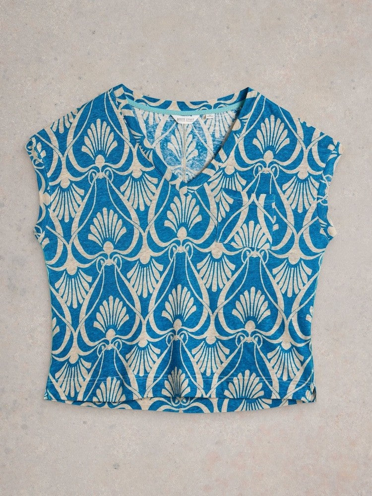 White Stuff Blue Iris Linen T-Shirt RRP £45