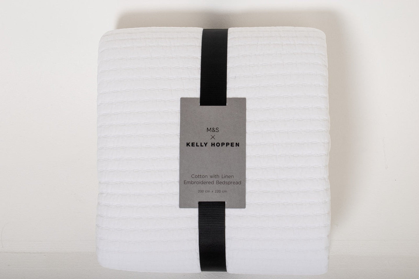 M&S X Kelly Hoppen Cotton with Linen Embroided Bedspread