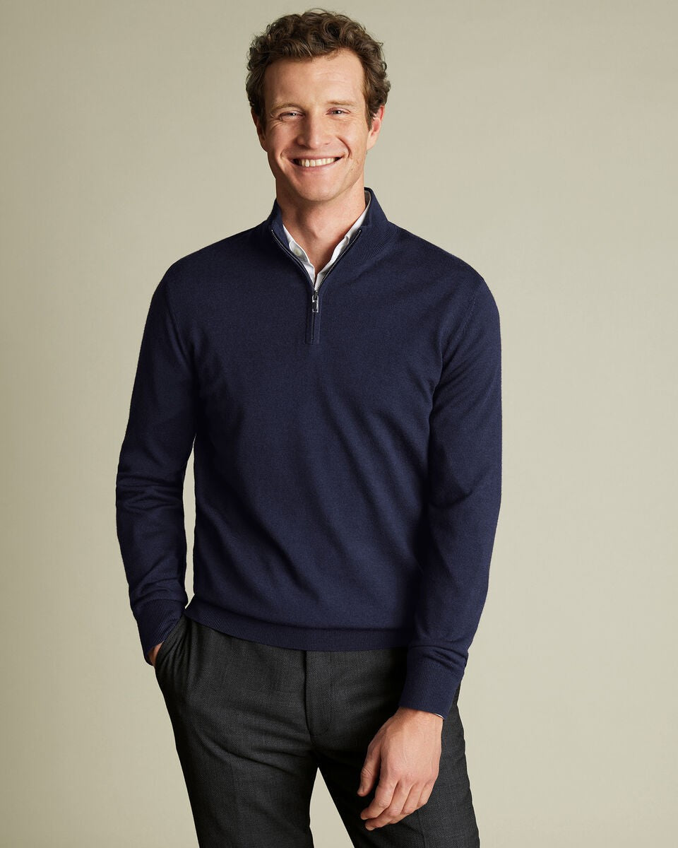 Charles Tyrwhitt Men's Quarter Zip Jumper – RRP £79.95