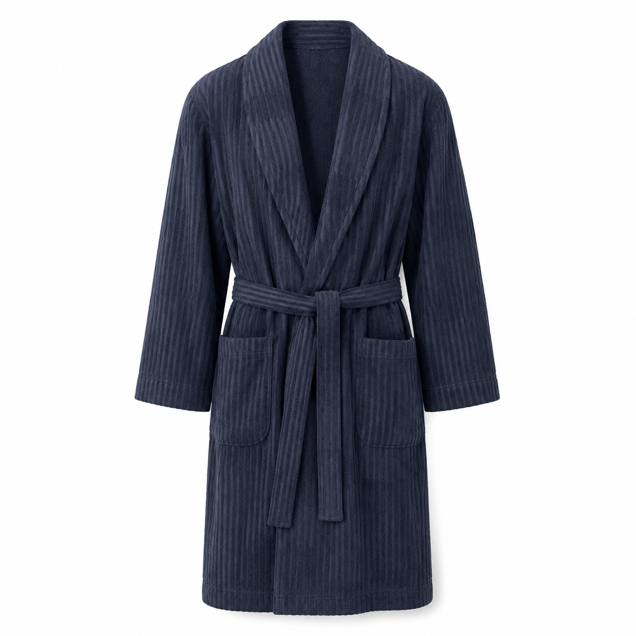 M&S Autograph Men’s Pure Cotton Textured Dressing Gown – Navy Mix – RRP £60