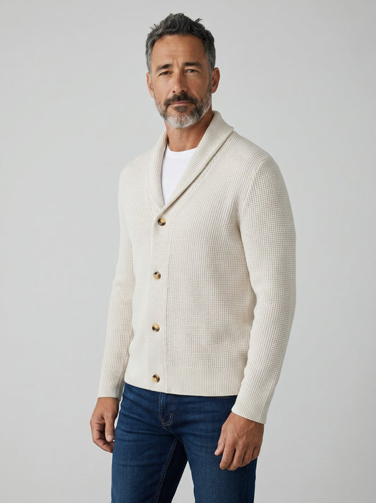Ex M&S Air-Yarn Waffle Knit Shawl Neck Cardigan