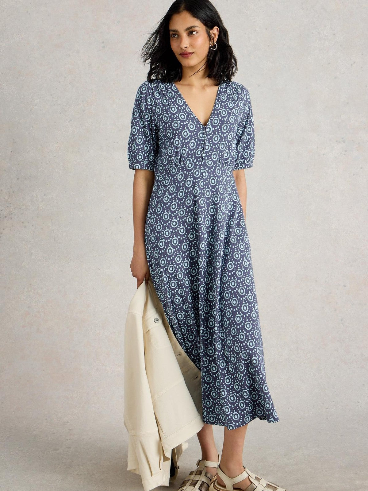 Ex White Stuff Megan Midi Dress Jersey