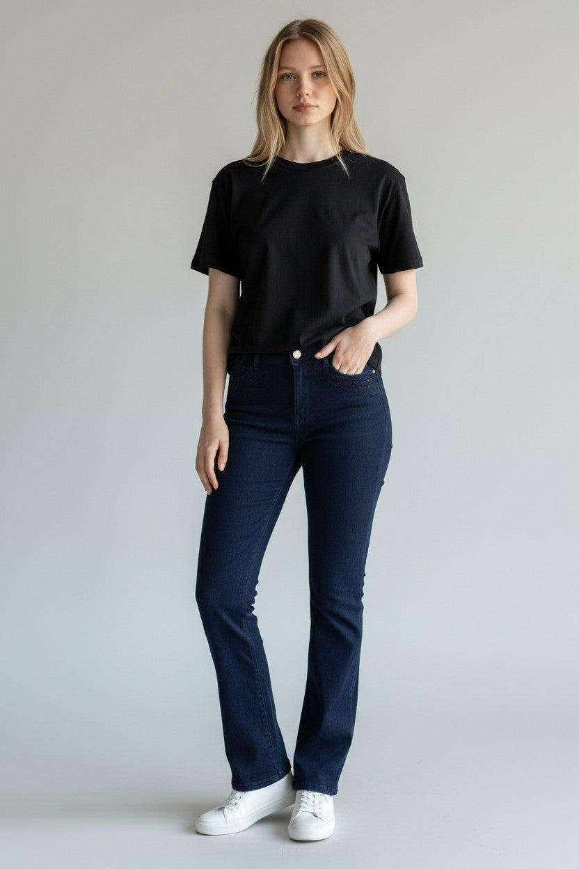 M&S Embellished Straight Leg Jeans with Stretch