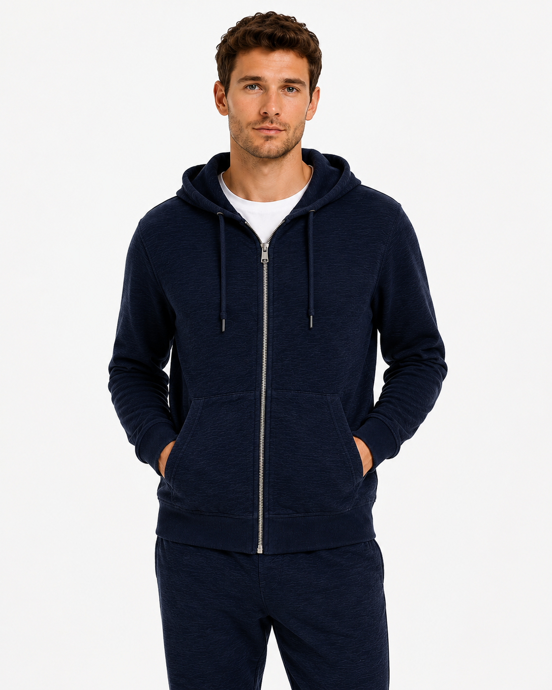 Ex M&S Men's Zip Through Loungewear Hoodie - Navy - RRP £30