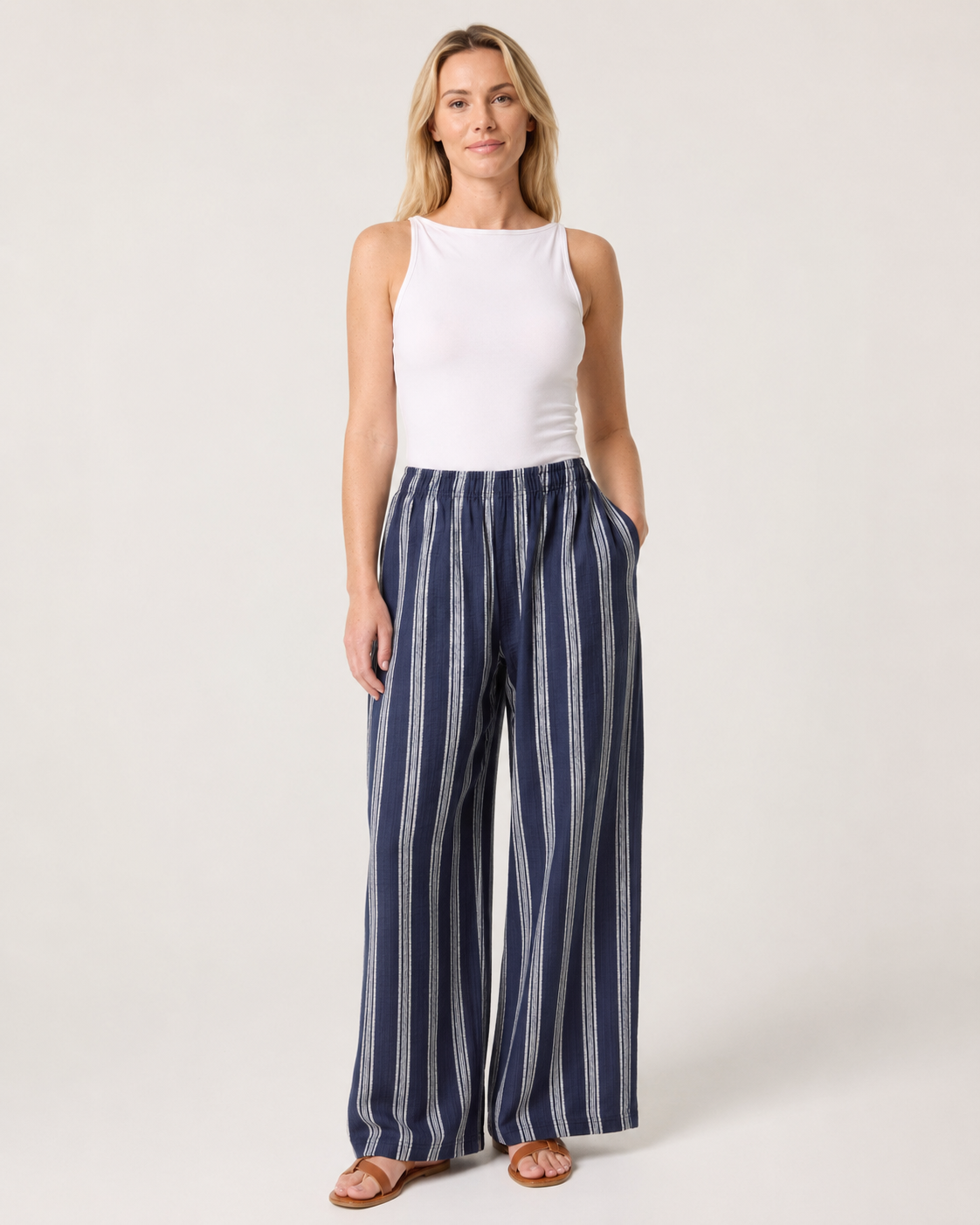Striped Wide Leg Summer Trousers