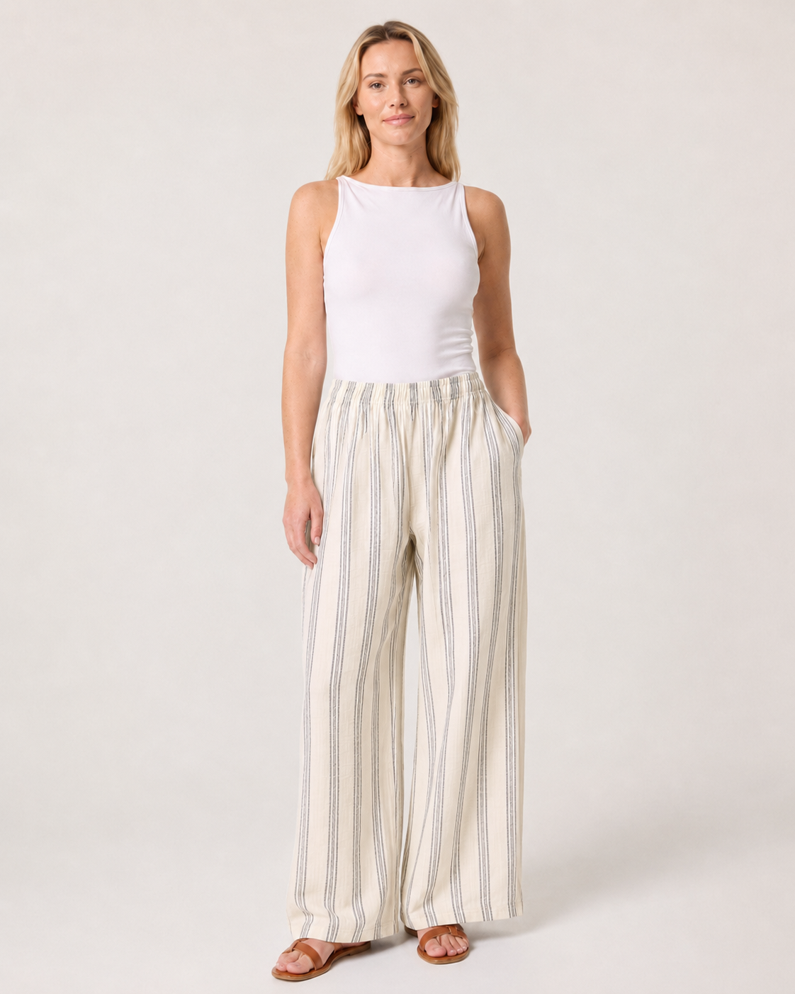 Striped Wide Leg Summer Trousers