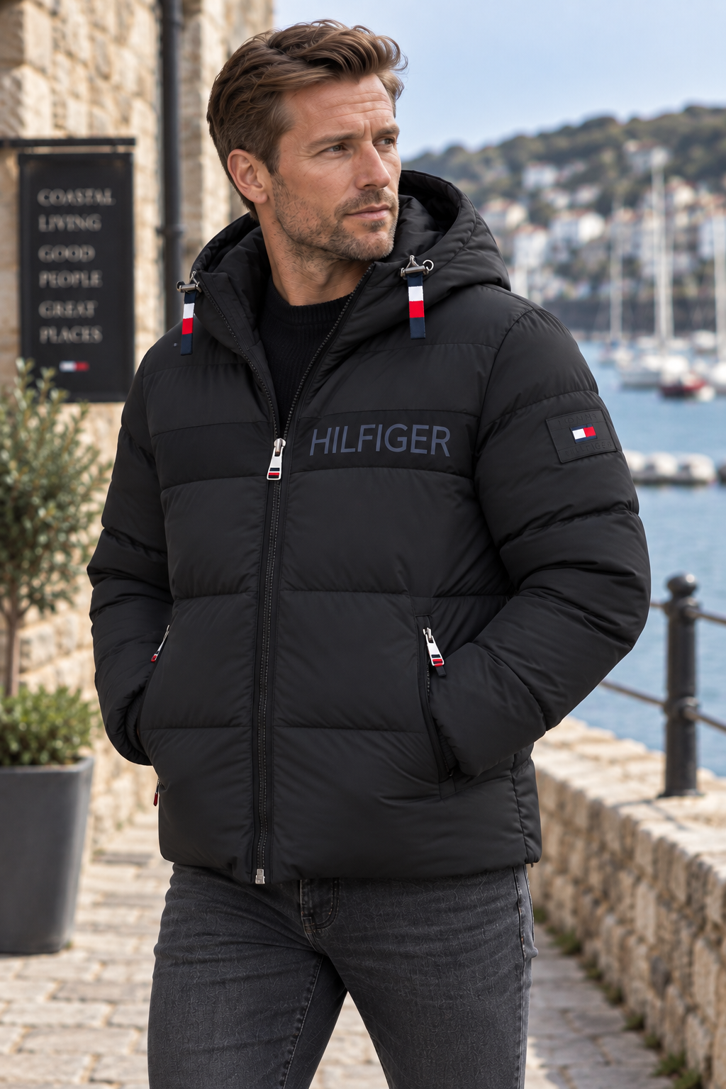 Tommy Hilfiger Men’s Breathable & Water Resistant Hooded Puffer Jacket
