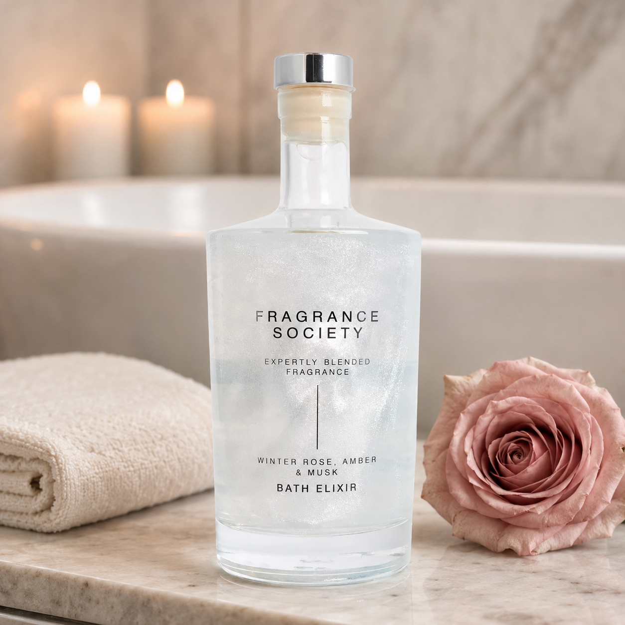 M&S Fragrance Society Winter Rose, Amber & Musk Bath Elixir 485ml