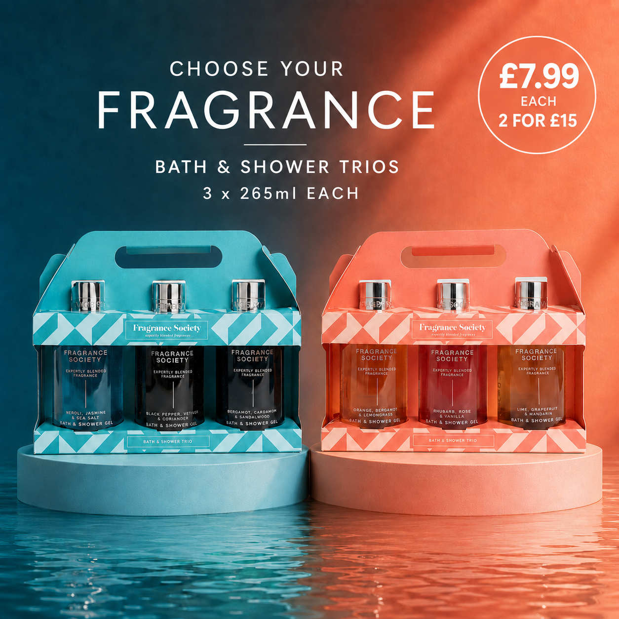 M&S Fragrance Society Bath & Shower Gel Trio Gift Set – 3 x 265ml