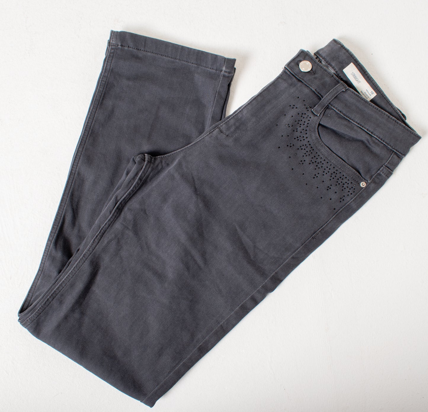 Embellished Straight Leg Jeans with Stretch