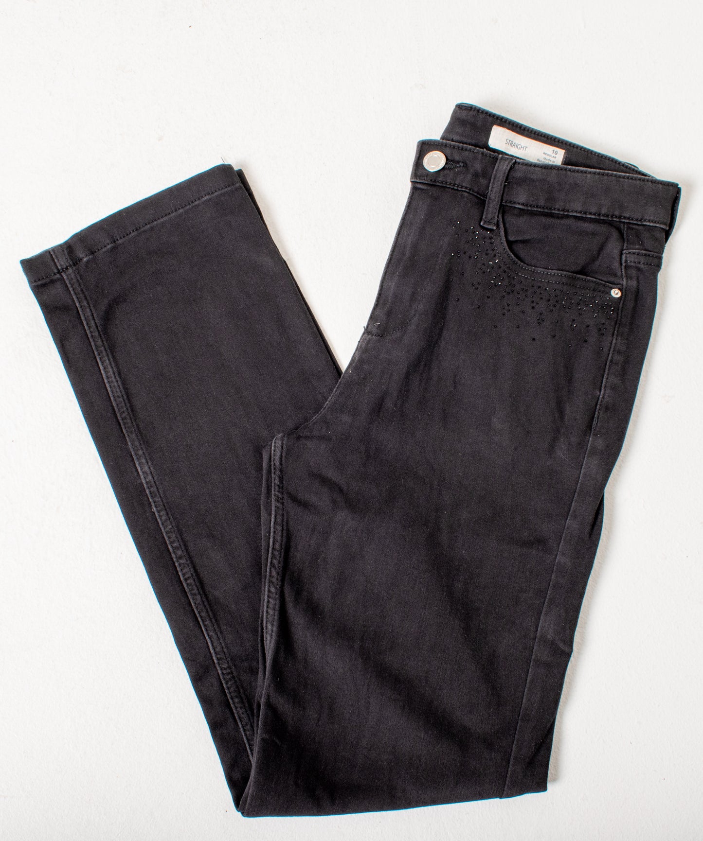 Embellished Straight Leg Jeans with Stretch